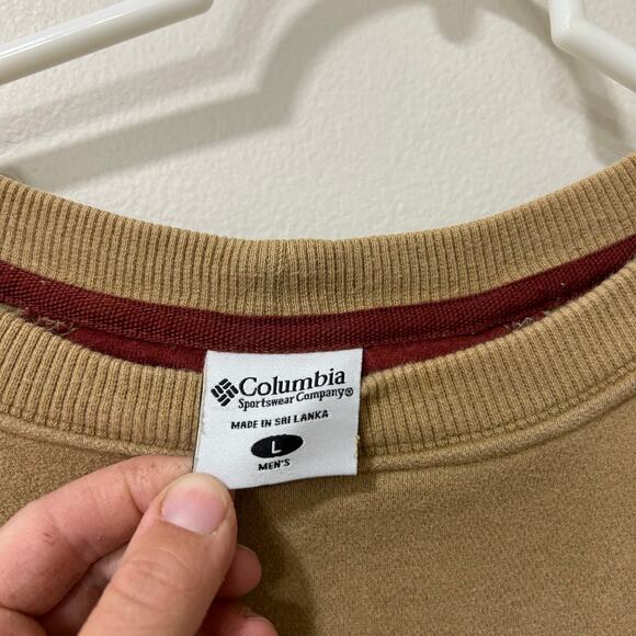 Columbia Vintage Mens Sz Large Tan Fleece Crewneck Sweatshirt Gorpcore Y2K - Picture 3 of 7